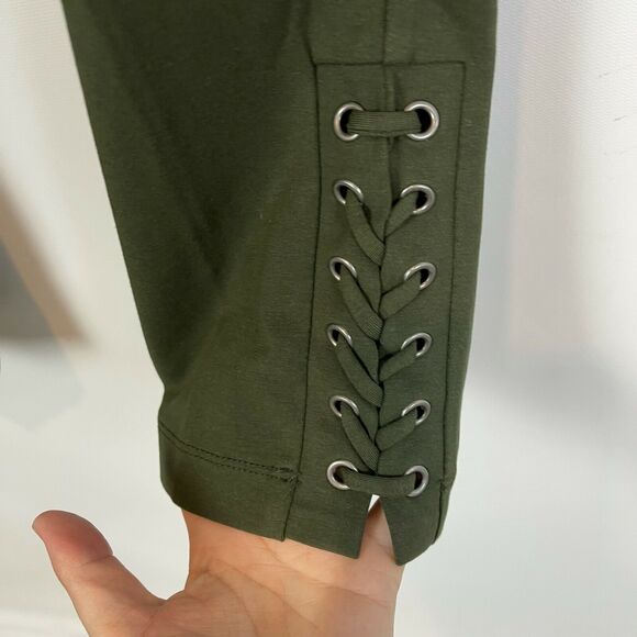Susan Graver Womens Legging XXS Loden Green Lacing Premium Stretch NWOT - Picture 7 of 8